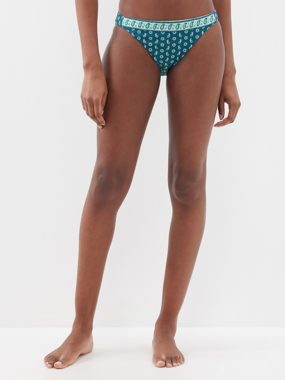 Paisley-print high-rise bikini briefs