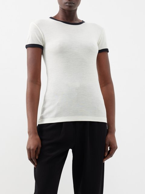 White Stilton scoop-neck jersey T-shirt | The Row | MATCHES UK