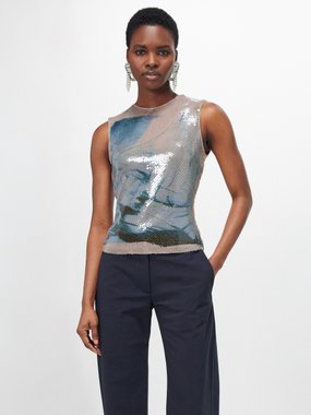 16Arlington Nage abstract-print sequinned top