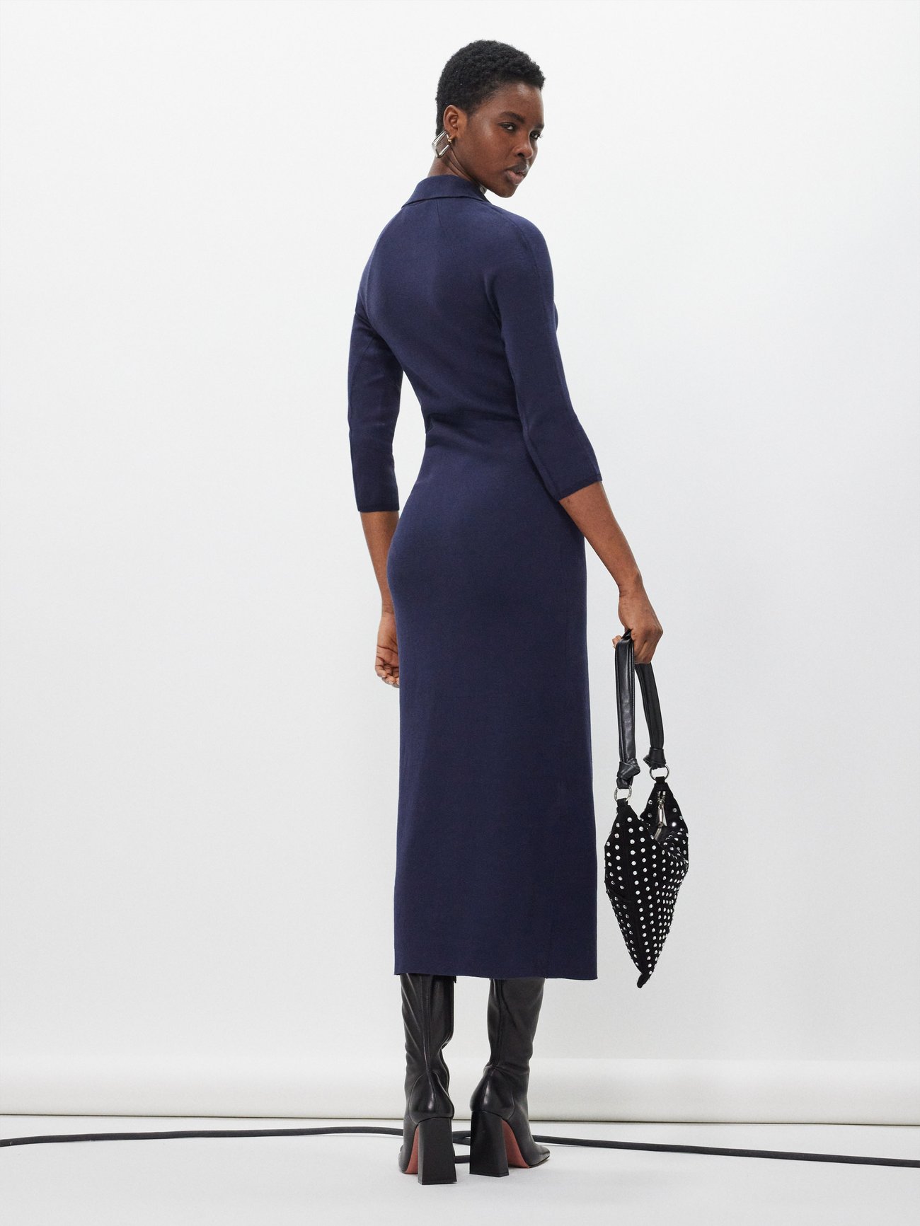 Alerone Silk amp; Cotton Midi Polo Dress