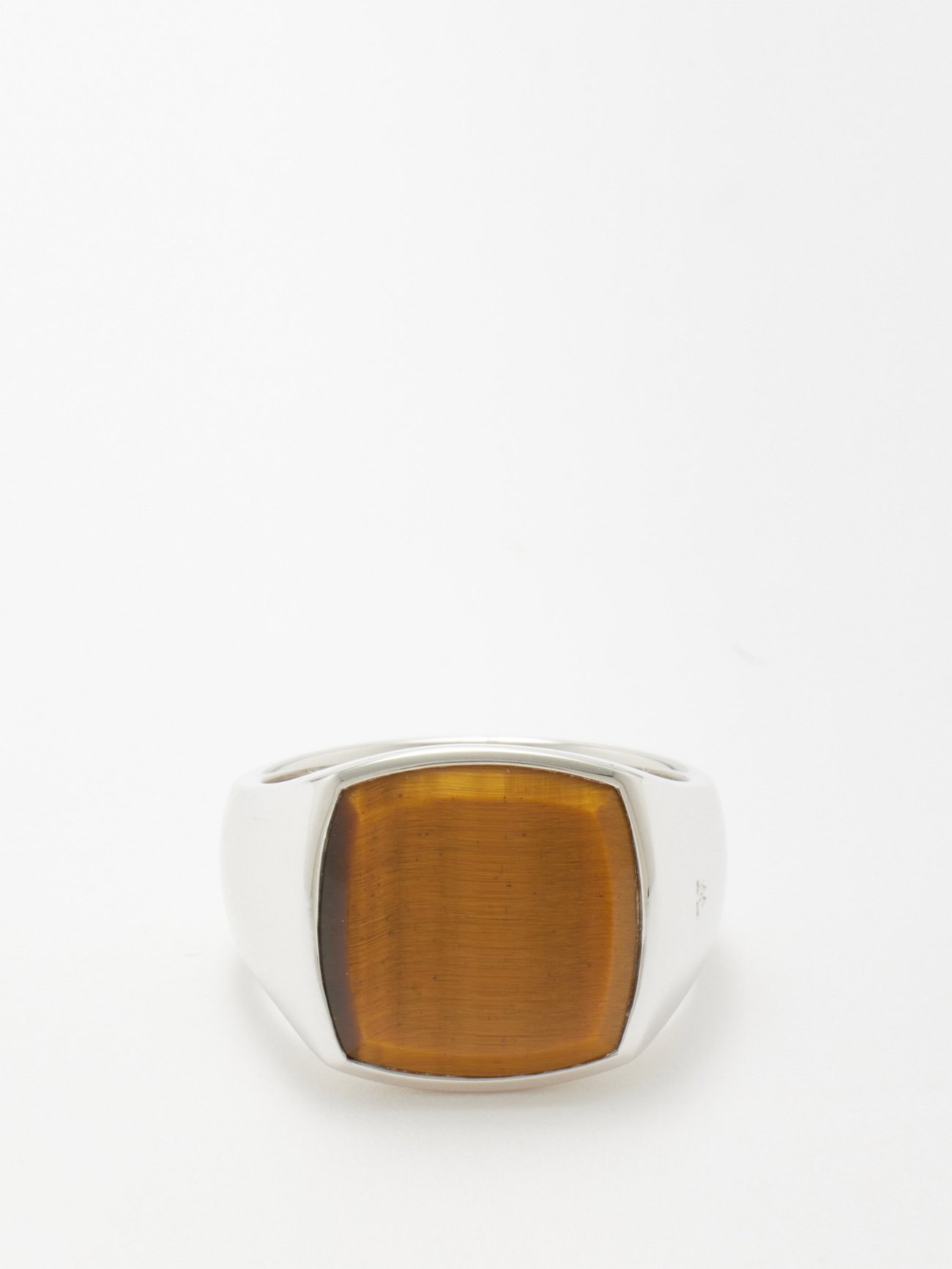 Cushion tiger's eye & sterling silver ring