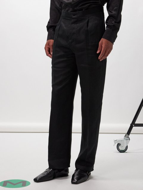 Men's trousers with tie, Black-blue | Manufactum