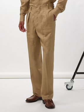 Giuliva Heritage The Umberto double-pleated linen trousers