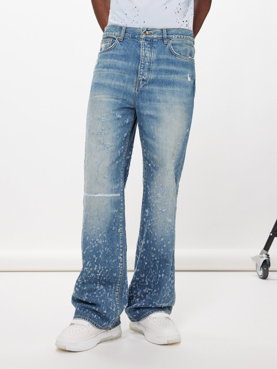 Blue Shotgun distressed wide-leg jeans, Amiri