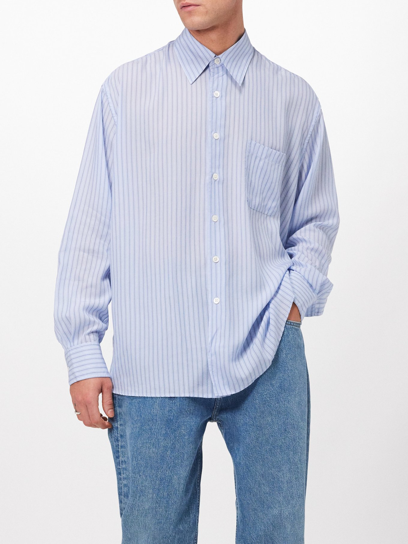 Above striped Tencel oversized shirt | Our Legacy