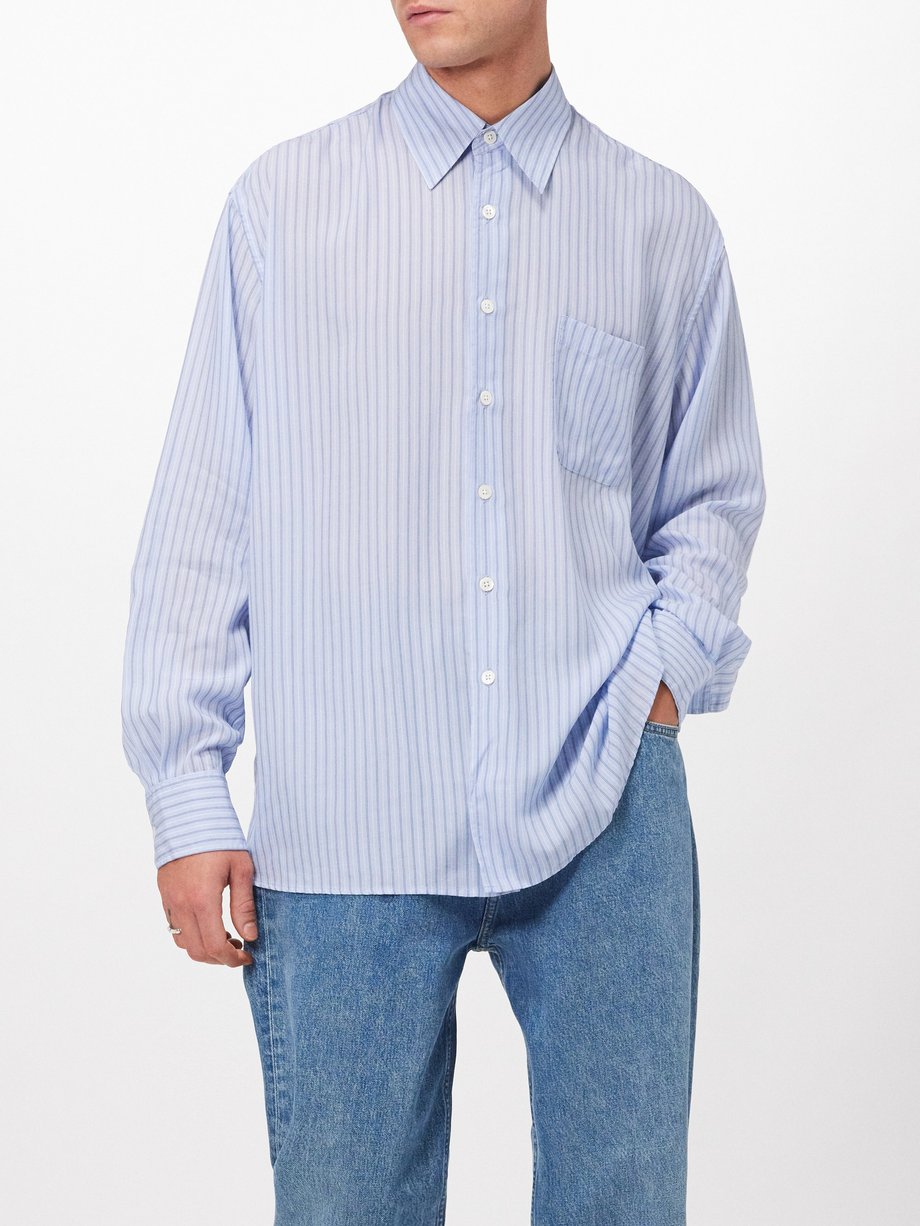 Blue Above striped Tencel oversized shirt | Our Legacy | MATCHES UK