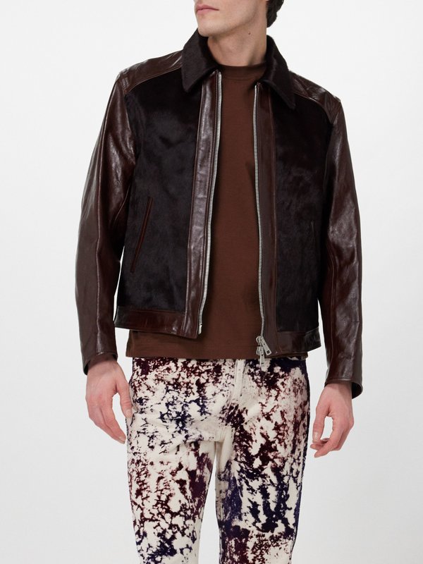 OUR LEGACY Andalou leather and calf-hair jacket