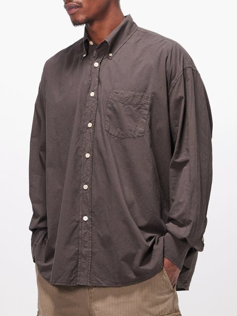 Brown Borrowed button-down cotton-voile shirt | Our Legacy