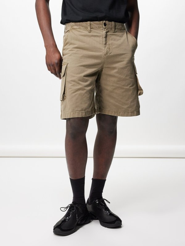 Beige Mount cotton-herringbone cargo shorts | Our Legacy | MATCHES UK