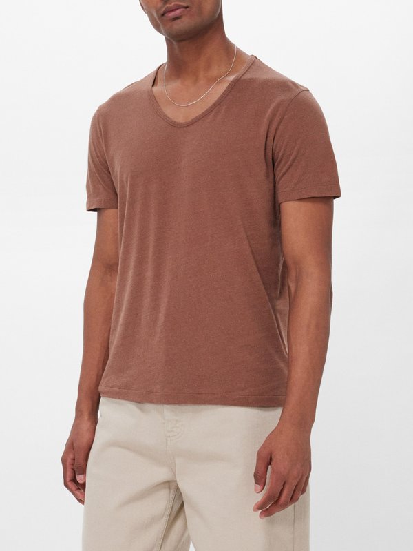 OUR LEGACY (Our Legacy) U-neck cotton-silk jersey T-shirt