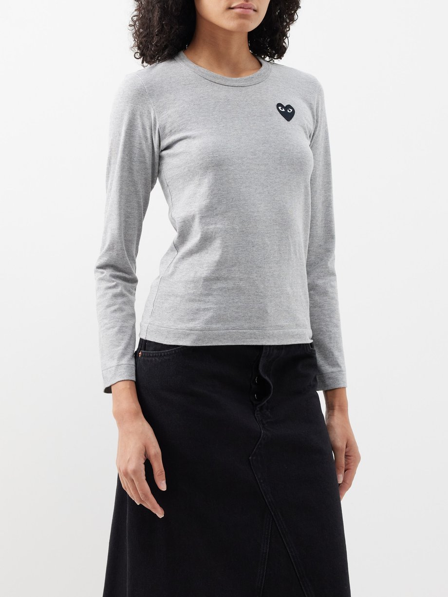 COMME DES GARÇONS PLAY (Comme des Garçons Play) Heart-embroidered cotton long-sleeved T-shirt