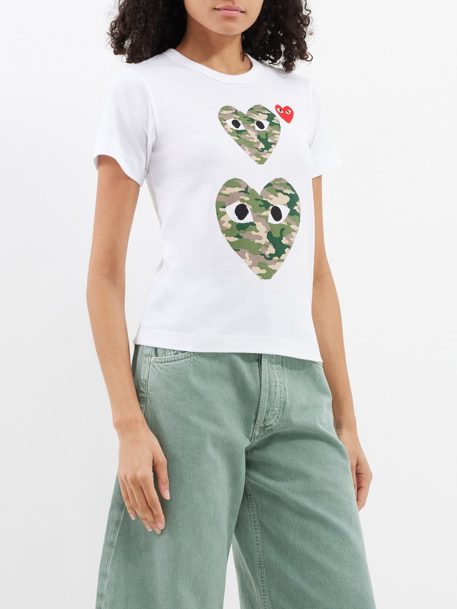 COMME DES GARÇONS PLAY (Comme des Garçons Play) Camouflage heart-motif cotton t-shirt