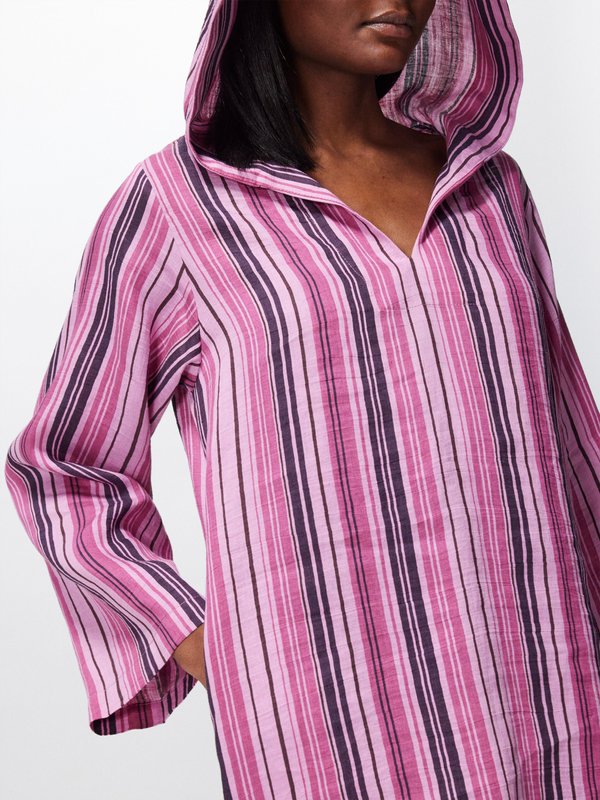 Lisa Marie Fernandez Striped hooded linen-blend kaftan