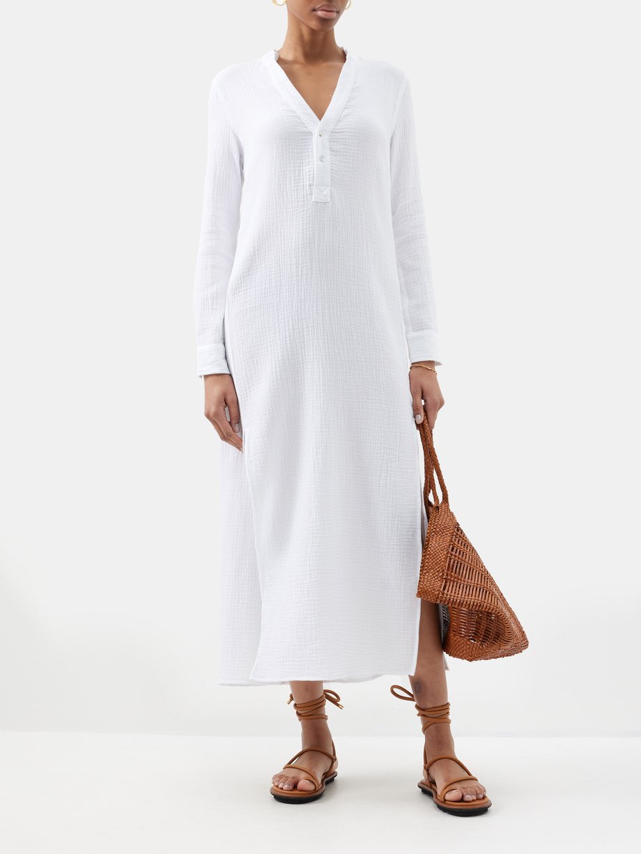 Cotton Midi Shirt Dress: White – Girl on the Wing