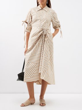Lovebirds Striped cotton midi dress