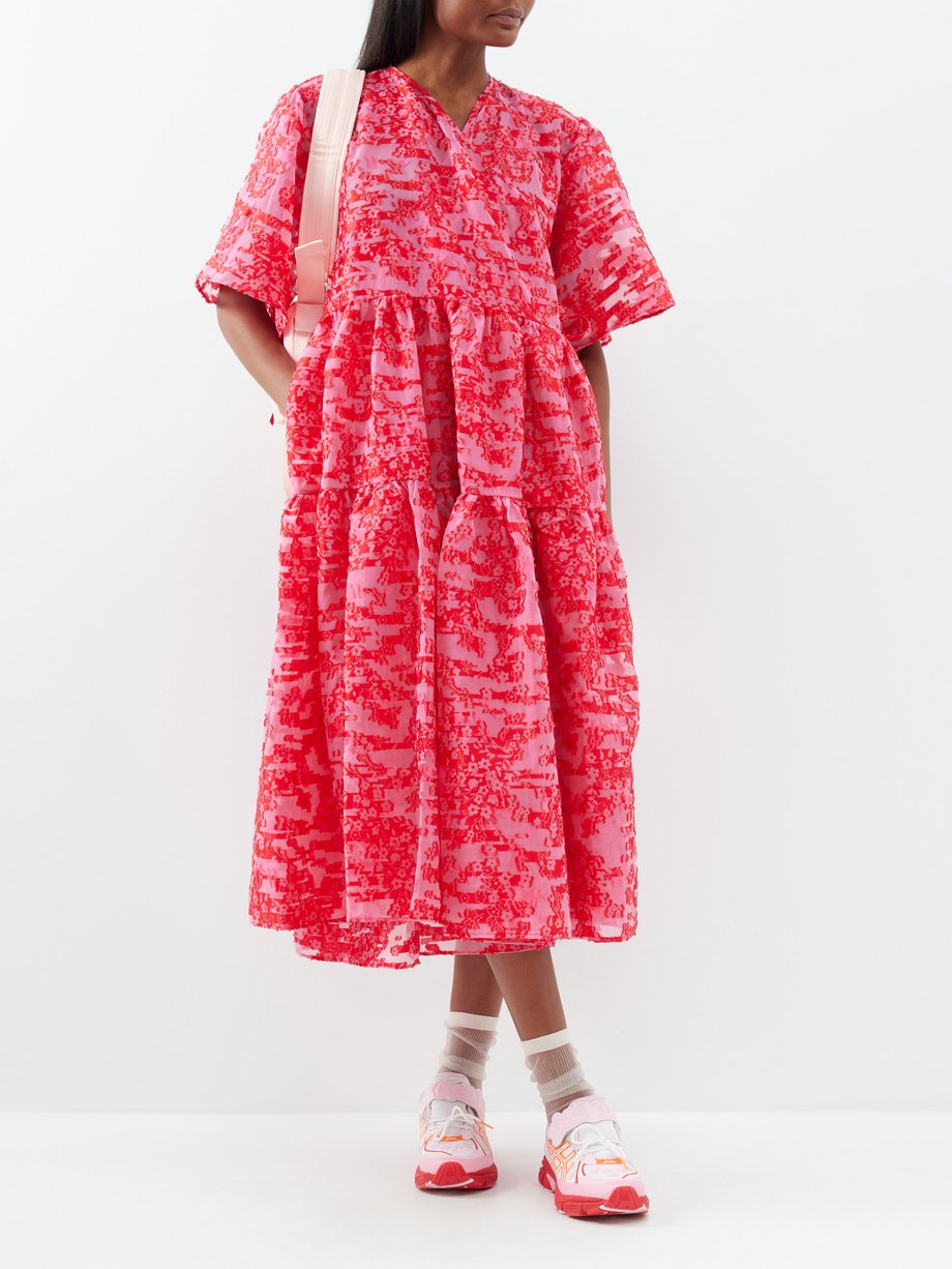 Red Patricia fil-coupé organza wrap dress | Cecilie Bahnsen | MATCHES UK