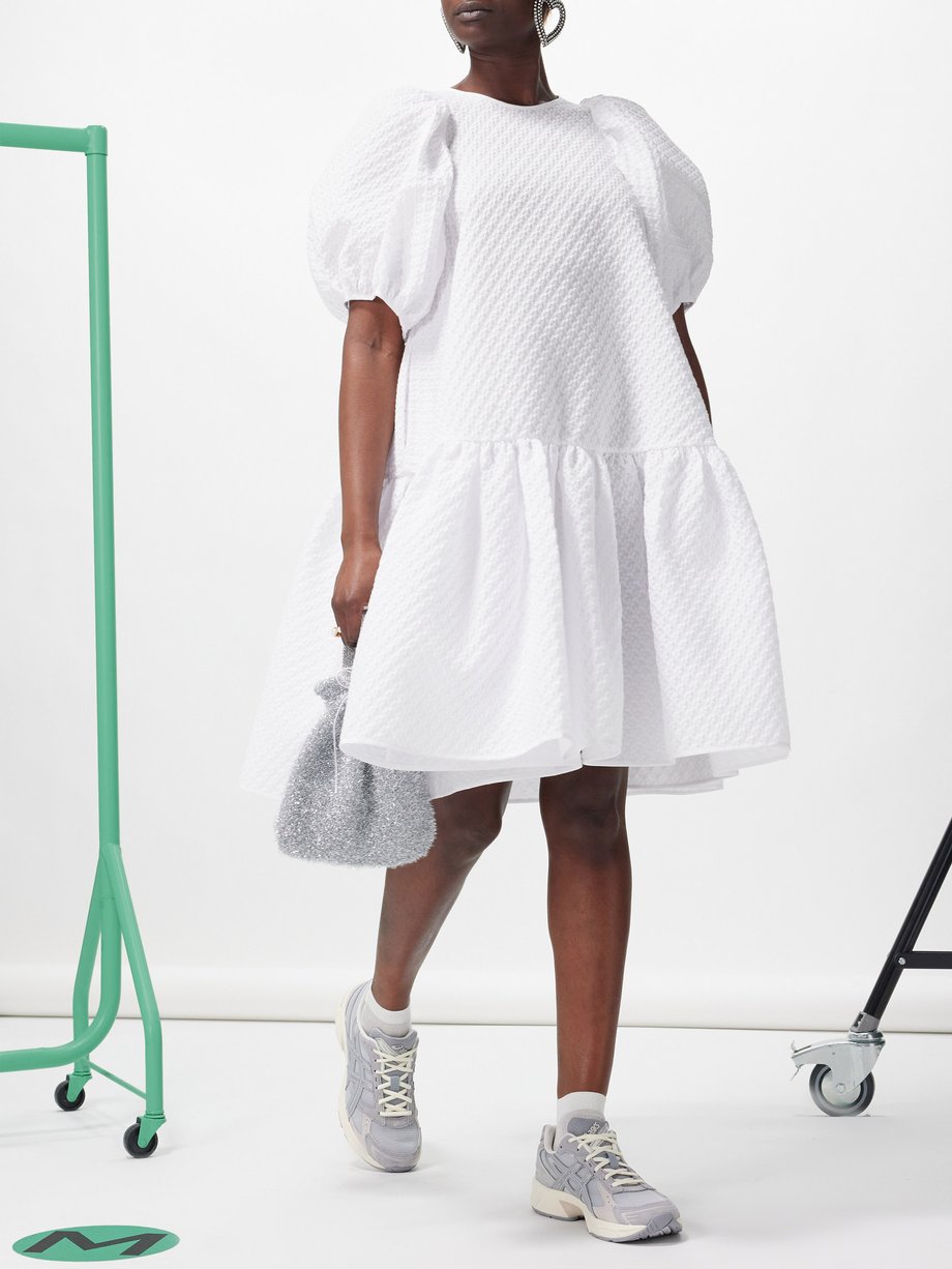 White Alexa blossom-matelassé cotton-blend dress | Cecilie Bahnsen ...