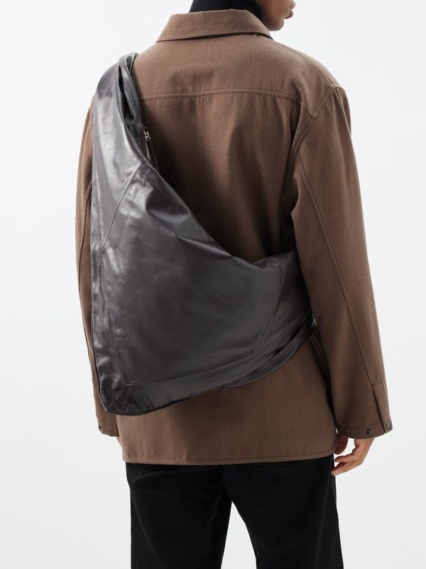 Burgundy Bandana leather crossbody bag | Lemaire | MATCHES UK