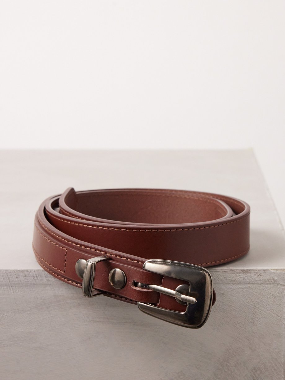 Brown Minimal Western leather belt | Lemaire | MATCHES UK