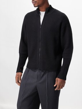 Homme Plissé Issey Miyake Zip-up knitted cardigan