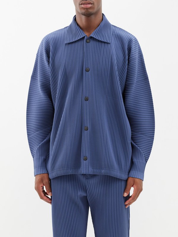 Blue Technical-pleated shirt | Homme Plissé Issey Miyake | MATCHES UK