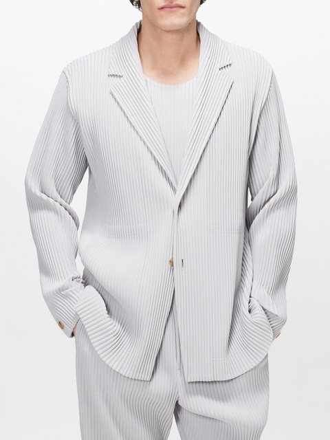 Grey Technical-pleated suit jacket | Homme Plissé Issey Miyake 