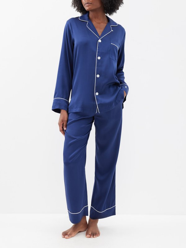 Polo Ralph Lauren Piped silk-blend pyjama set