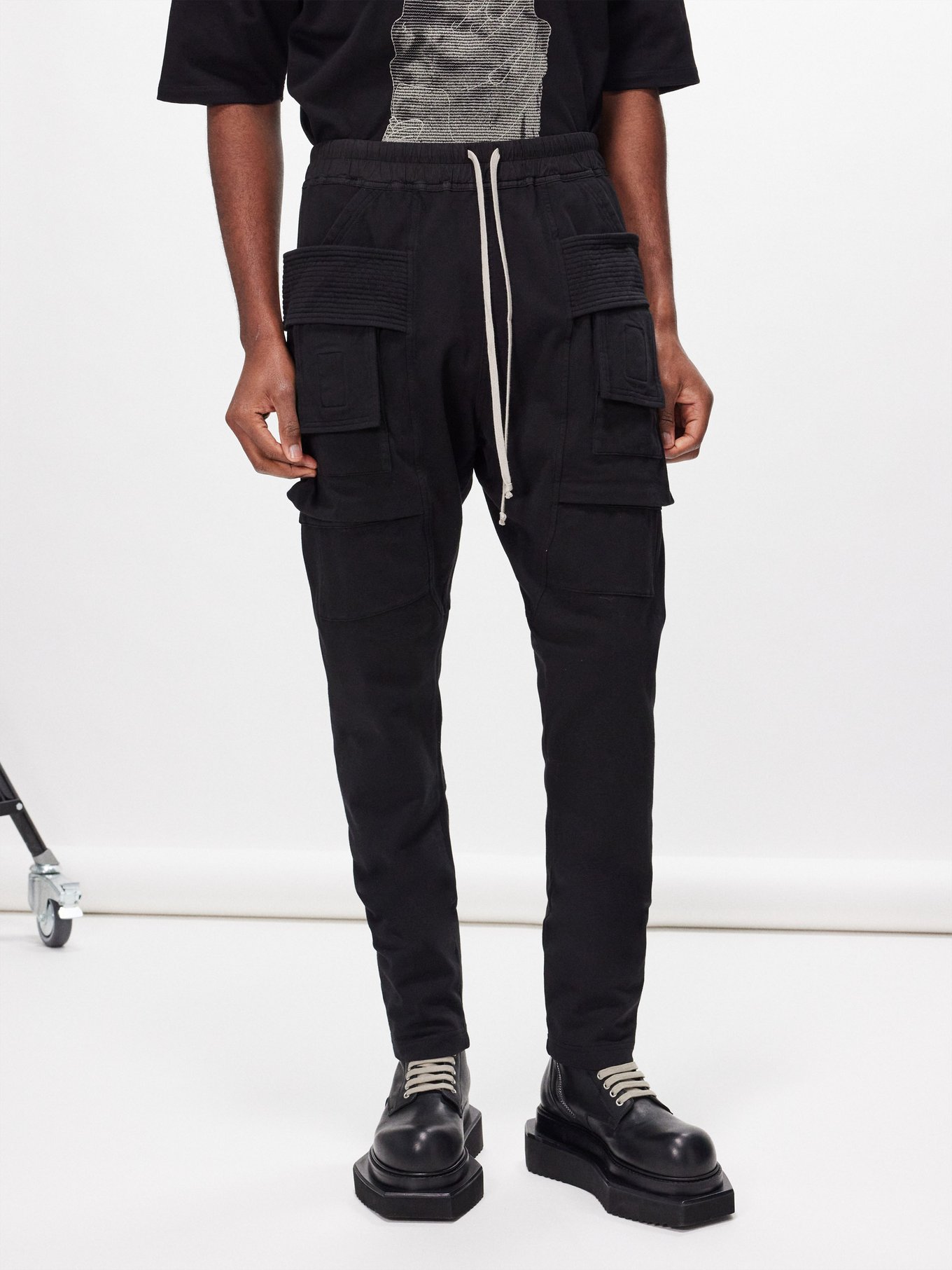 Black Creatch cotton-jersey cargo track pants | Rick Owens DRKSHDW