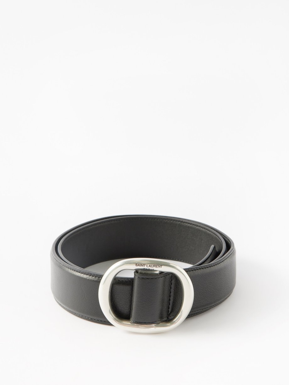 Black Logo-buckle leather belt | Saint Laurent | MATCHES UK