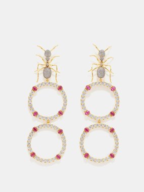 Begüm Khan Ant crystal & 24kt gold-plated earrings