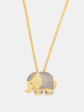 Begüm Khan Elephant crystal & 24kt gold-plated necklace