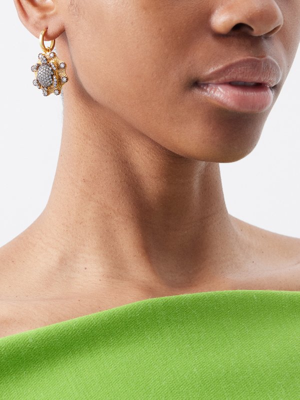 Begüm Khan Turtle crystal & 24kt gold-plated hoop earrings