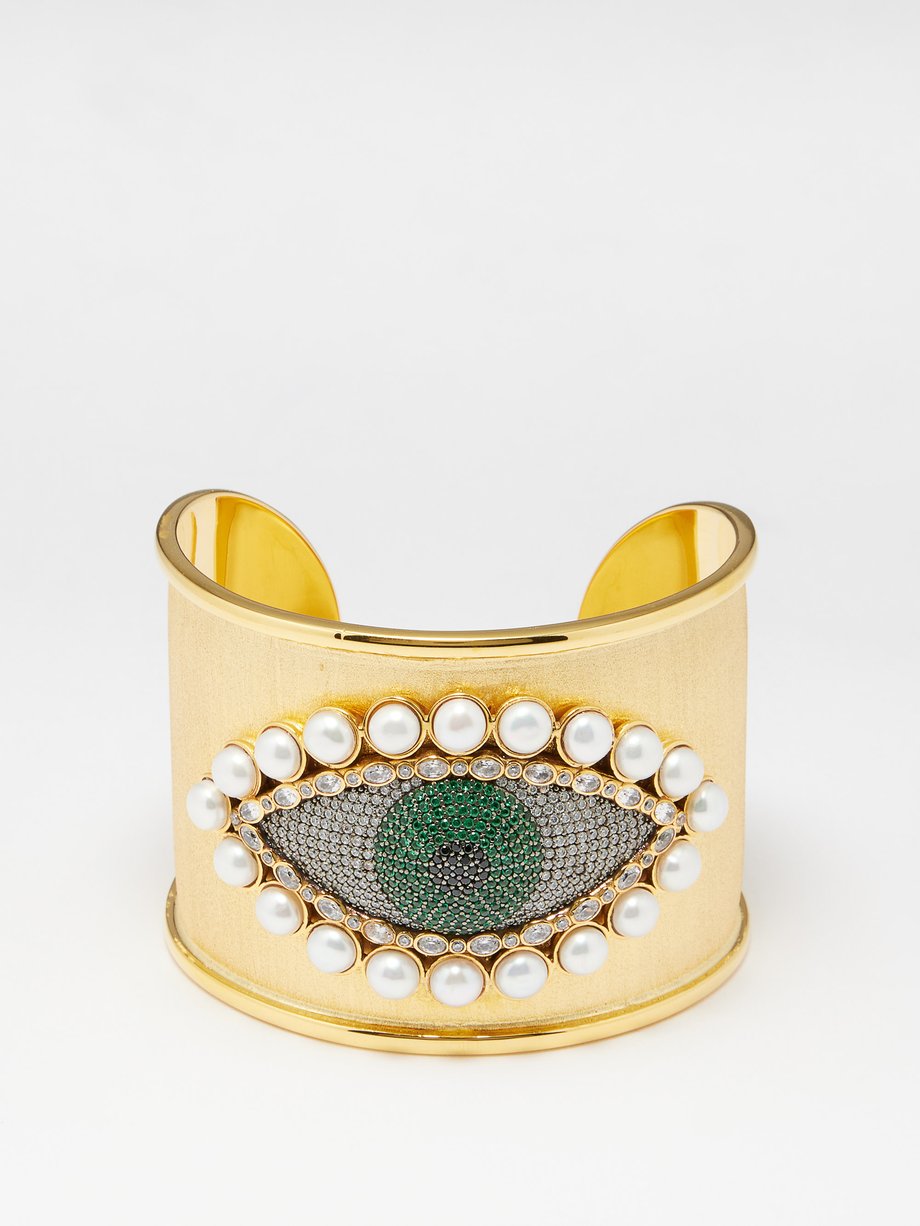 Begüm Khan Bracelet jonc en plaqué or 24 carats Lovers Eye