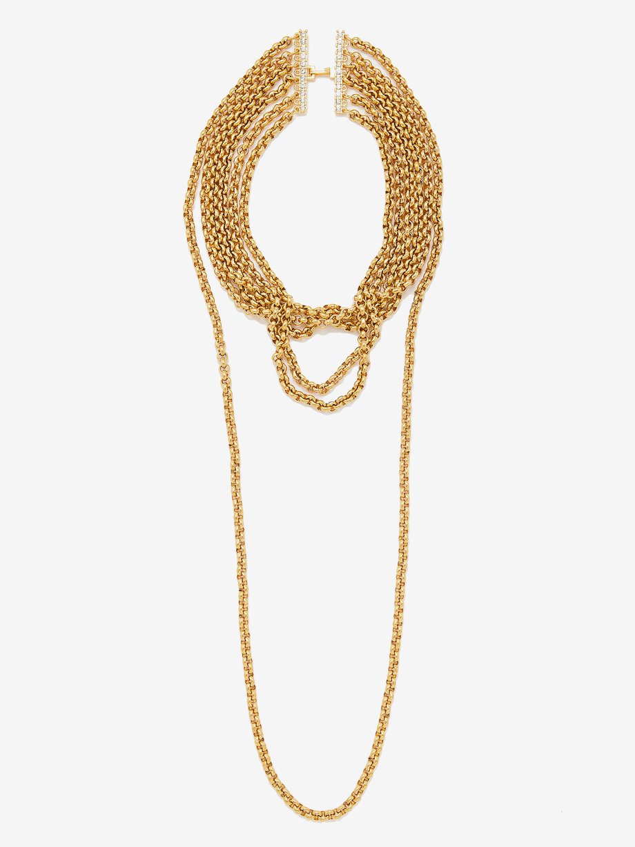 Timeless Pearly Chain-link 24kt gold-plated wrap necklace