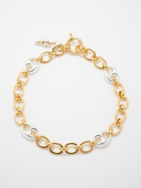 Timeless Pearly Link 24kt gold & white gold-plated necklace
