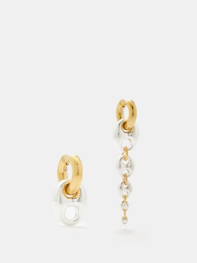 Timeless Pearly Mismatched 24kt gold & white gold-plated earrings