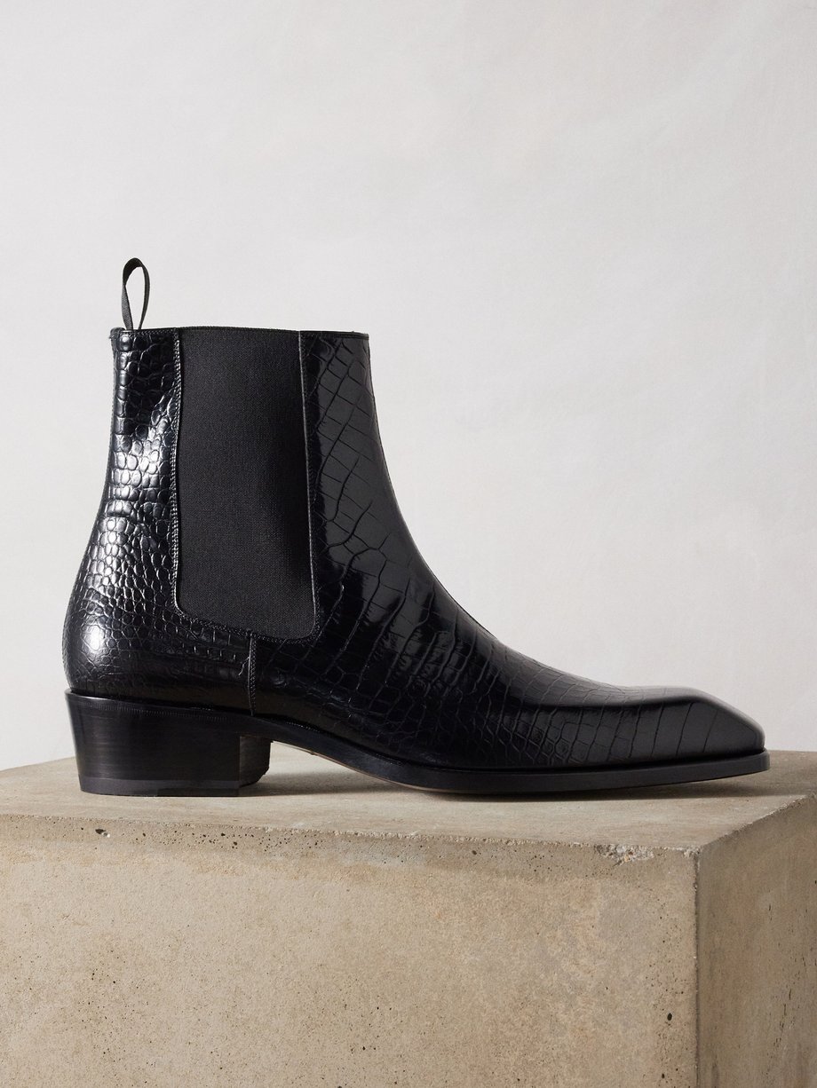 Black Bailey croc-embossed leather Chelsea boots | Tom Ford ...