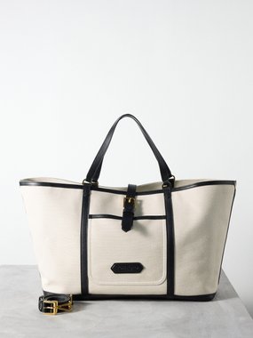 Tom Ford Leather-trim canvas tote bag