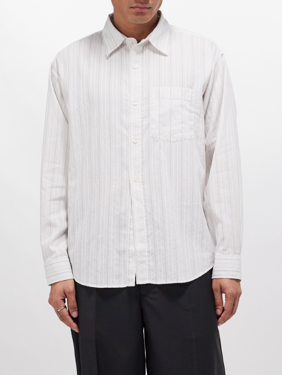 mfpen Executive pinstripe cotton-poplin shirt