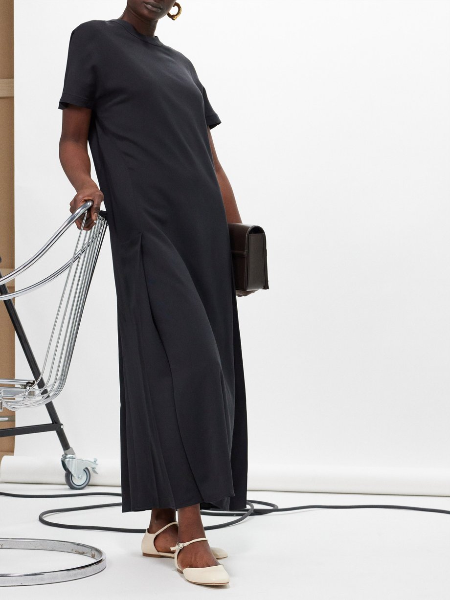 Black Kaplan pleated crepe maxi dress | Studio Nicholson | MATCHES UK