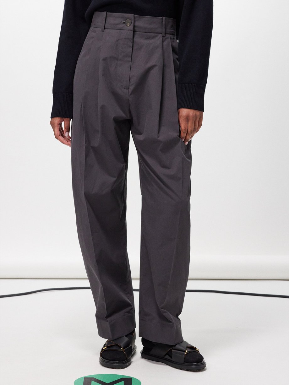 Grey Acuna cotton wide-leg trousers | Studio Nicholson | MATCHES UK