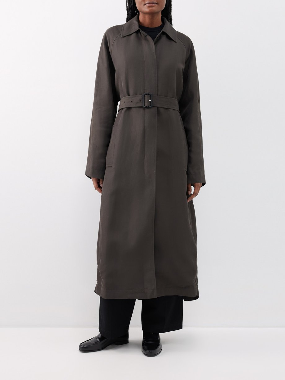 Grey Belted gabardine trench coat | Toteme | MATCHES UK