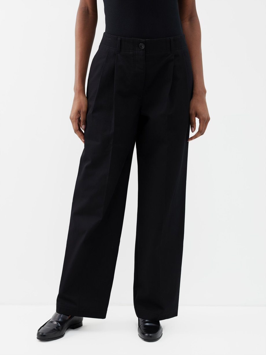 Toteme Pleated cotton-twill trousers