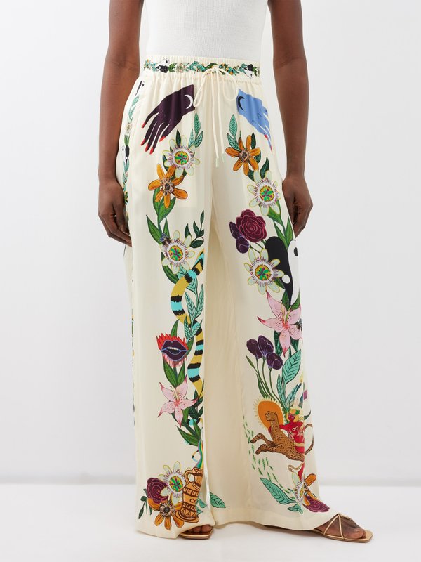 ALÉMAIS (ALÉMAIS) X Meagan Boyd printed silk-satin wide-leg trousers
