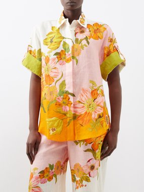 ALÉMAIS ALÉMAIS Silas floral-print linen oversized shirt