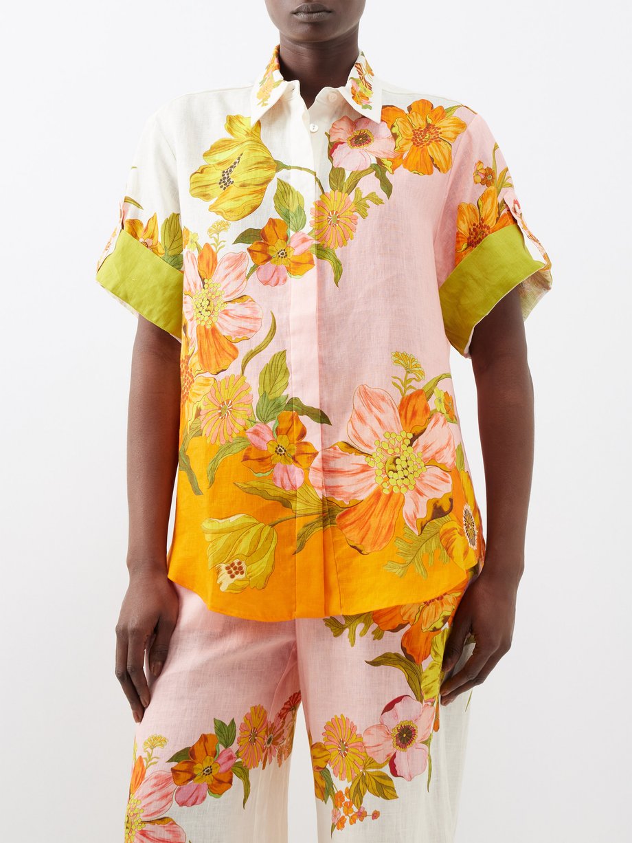 ALÉMAIS Silas floral-print linen oversized shirt