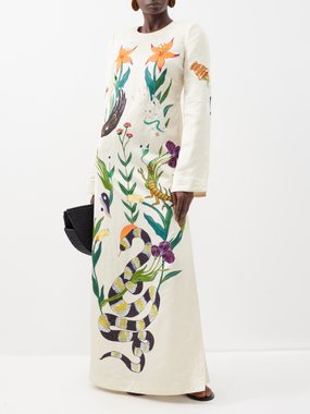 ALÉMAIS ALÉMAIS Zelda backless printed linen-blend maxi dress