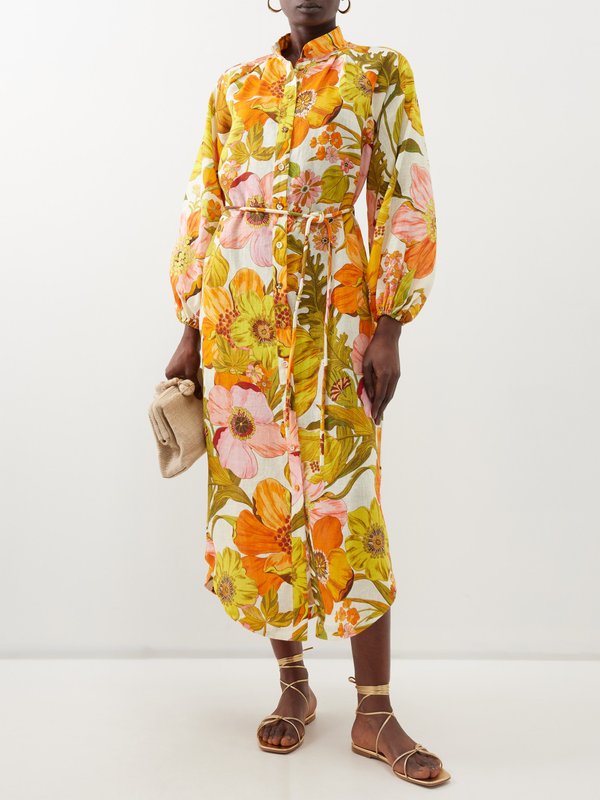 ALÉMAIS (ALÉMAIS) Silas floral-print linen shirt dress
