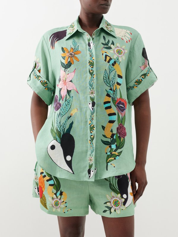 Men's Oversized Floral Shirt in Fort Green Floral