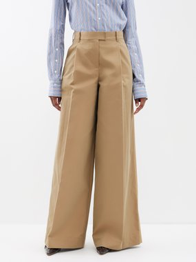 Erdem High-rise cotton-twill wide-leg trousers